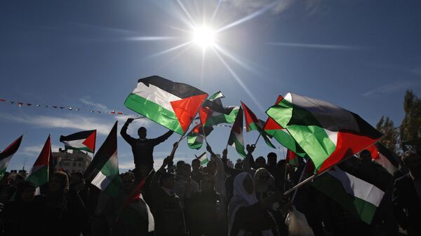 Палестинцы c флагами. Архивное фото