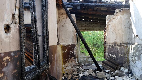 Жилой дом, разрушенный в результате обстрела со стороны ВСУ города Моспино