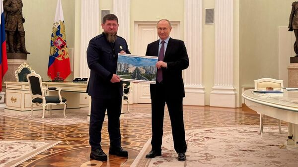 Владимир Путин и Рамзан Кадыров во время встречи