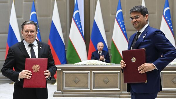 Генеральный директор государственной корпорации Росатом Алексей Лихачев на церемонии подписания документов о сотрудничестве между Россией и Узбекистаном