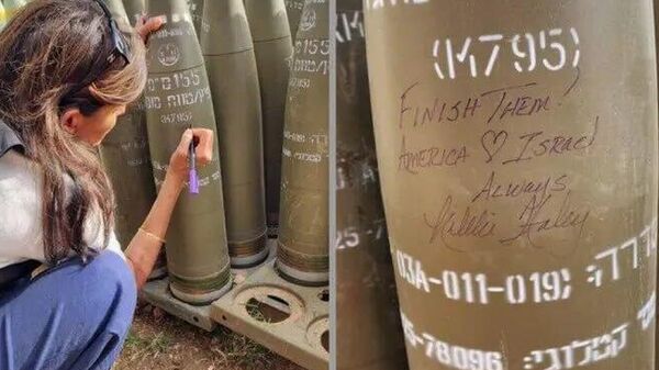 Никки Хейли подписывает снаряд израильской армии Покончите с ними!