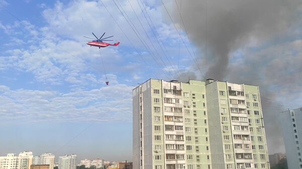 Тушение пожара на востоке Москвы