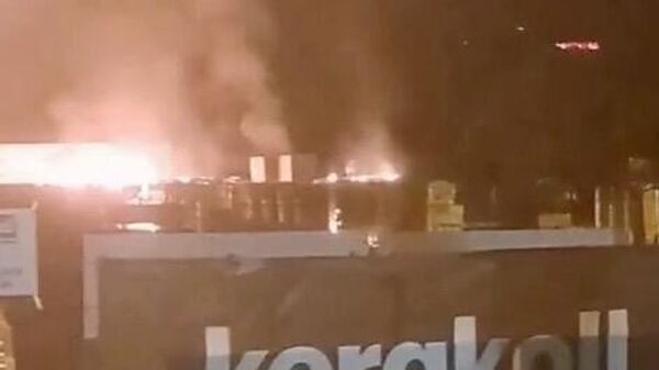 Пожар на складе в польском городе Радом
