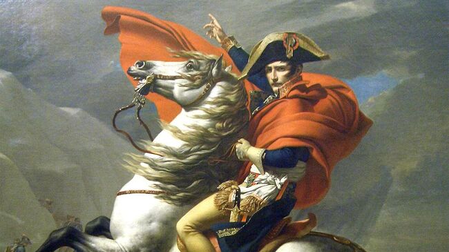 Картина Жака Луи Давида Бонапарт на перевале Сен-Бернар  