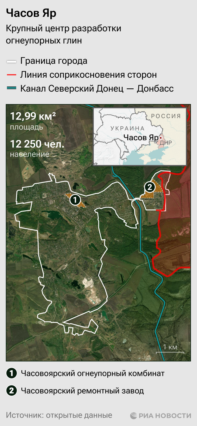 Часов Яр: ключевые характеристики и линия соприкосновения сторон - РИА  Новости, 05.06.2024