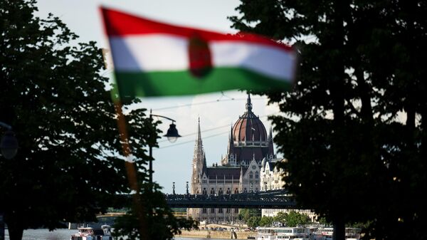 Флаг Венгрии в Будапеште