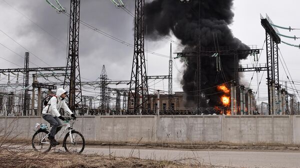 Пожар на электростанции в Харькове