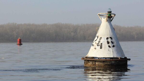 Место столкновения катера с бакеном на реке Прямая Болда Астраханской области