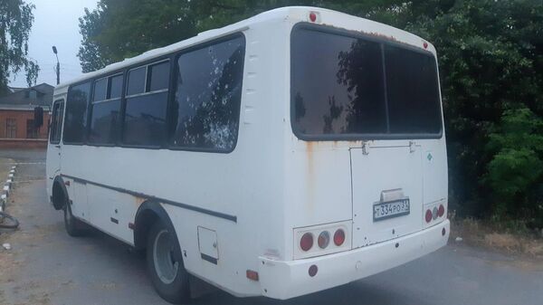 Автобус, подвергшийся атаке ВСУ с помощью БПЛА в Шебекино. 4 июня 2024