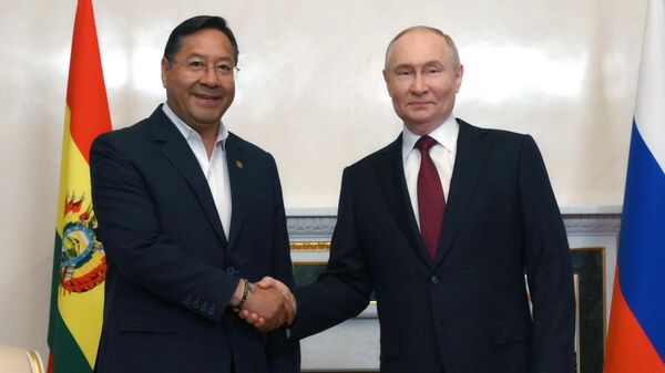 Президент РФ Владимир Путин и президент многонационального государства Боливия Луис Альберто Арсе Катакора во время встречи