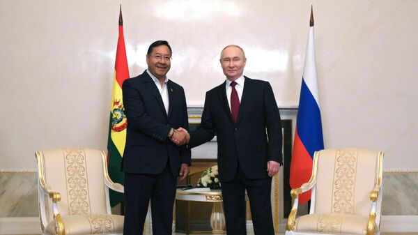 Президент РФ Владимир Путин и президент многонационального государства Боливия Луис Альберто Арсе Катакора во время встречи