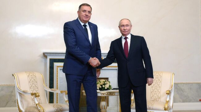 Владимир Путин и Милорад Додик во время встречи