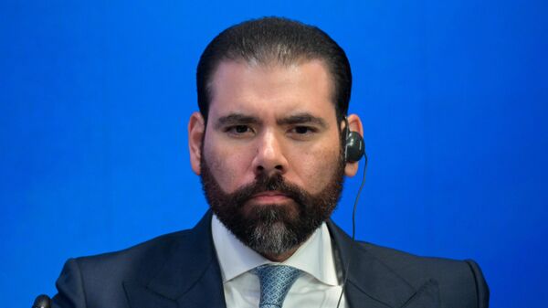 Специальный представитель президента Республики Никарагуа по взаимодействию с Российской Федерацией Лауреано Факундо Ортега Мурильо на ПМЭФ-2024. 7 июня 2024