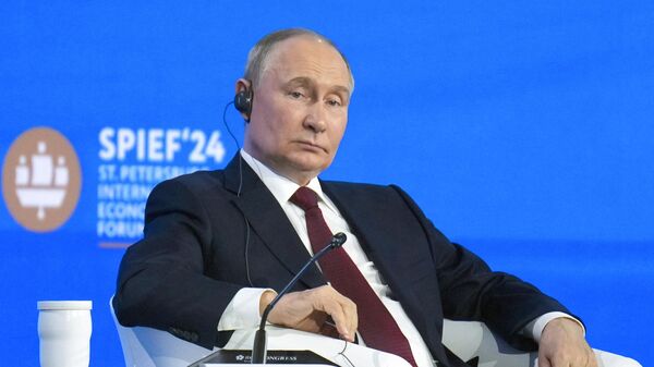 Президент России Владимир Путин принимает участие в пленарном заседании Петербургского международного экономического форума