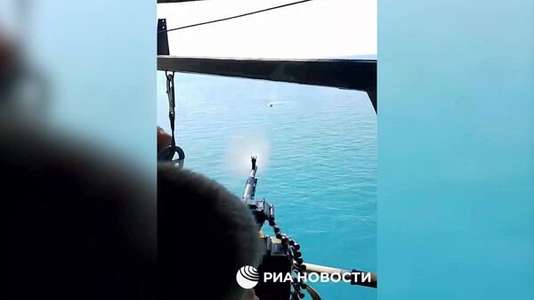 Кадры уничтожения украинского безэкипажного катера в Черном море