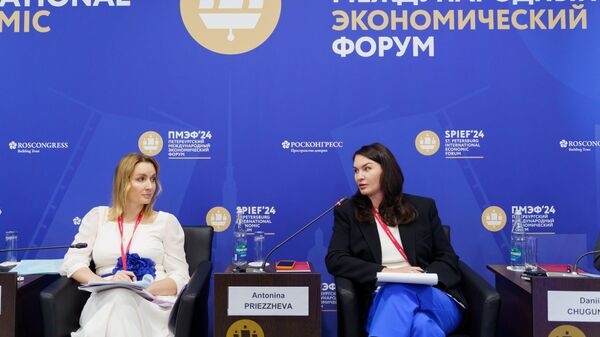 Директор по персоналу компании Газпром-Медиа Холдинг Антонина Приезжева на Петербургском международном экономическом форуме