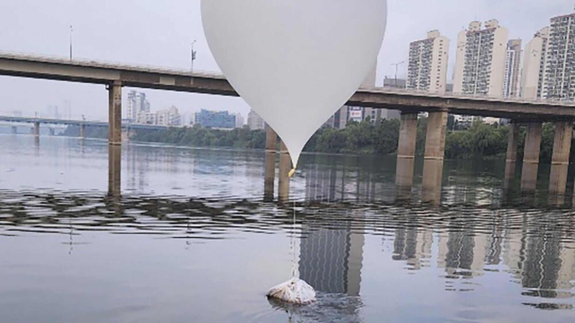 Мешок с мусором на воздушном шаре, предположительно отправленный Северной Кореей, в Сеуле - РИА Новости, 1920, 25.06.2024