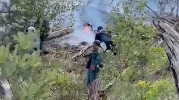 Работы по ликвидации ландшафтного пожара в Ботлихском районе Дагестана