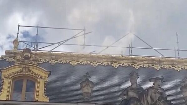 Дым над дворцом в Версале. Кадр видео очевидца