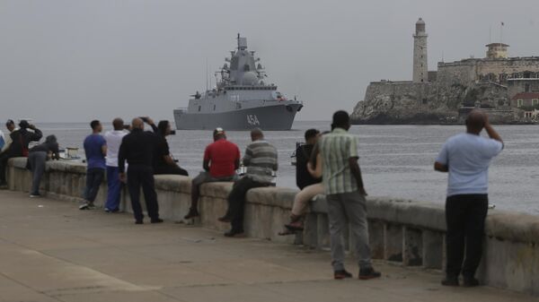 Фрегат Адмирал флота Советского Союза Горшков заходит в порт Гаваны, Куба, 12 июня 2024 года
