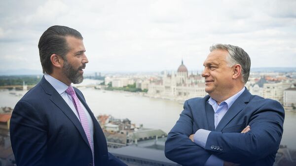 Дональд Трамп-младший и Виктор Орбан во время встречи в Будапеште. 13 июня 2024