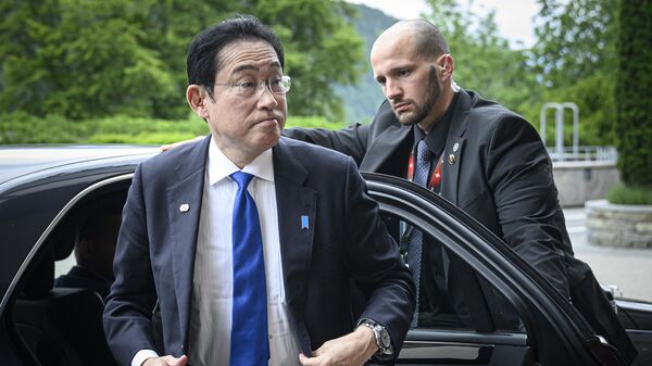 Премьер-министр Японии Фумио Кисида на конференции по Украине в Бюргенштоке, Швейцария
