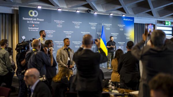Президент Украины Владимир Зеленский на конференции по Украине на курорте Бюргеншток, Швейцария. 16 июня 2024