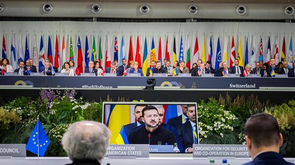 Пленарное заседание мирного саммита по Украине на курорте Бюргеншток, Швейцария. 16 июня 2024