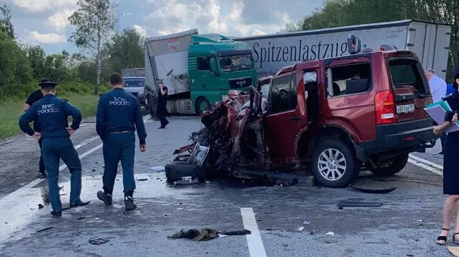 Место массового ДТП на трассе М5 Урал в Рязанской области
