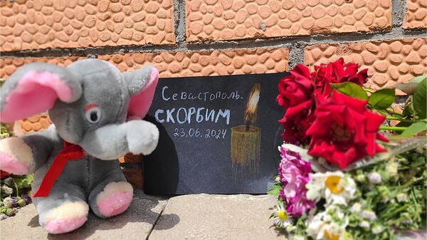 Цветы и мягкие игрушки у консульского пункта посольства России в Тирасполе в знак скорби о жертвах украинского удара по Севастополю