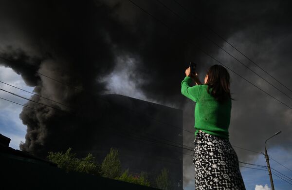 Пожар на территории НИИ Платан во Фрязино