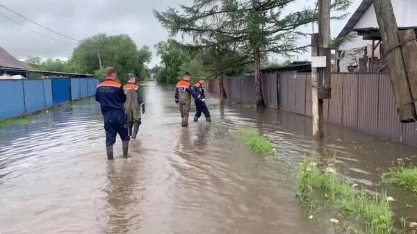 Затопленные дома в результате дождевого паводка в Приморье 