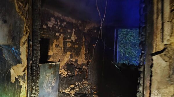 Место пожара в общежитии в Балашихе Московской области