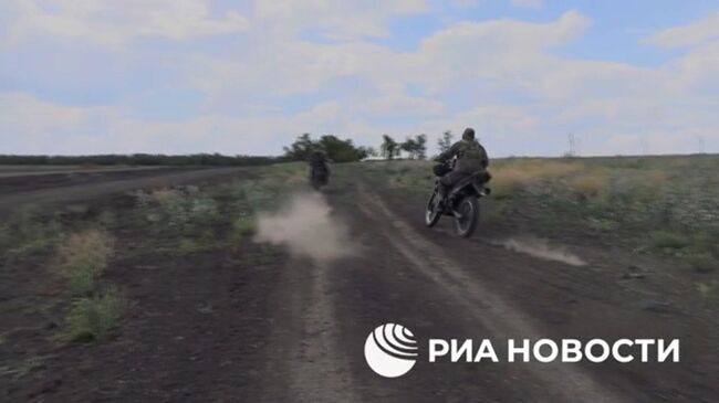 Работа мотоциклетных групп, задействованных при освобождении Старомайорского в ДНР