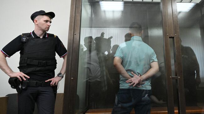 Али Зейналов, обвиняемый в похищении организованной группой лиц итальянского бизнесмена Стефанио Гуидотти, в Замоскворецком суде Москвы