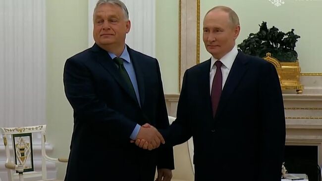 Кадры начала переговоров Путина и Орбана