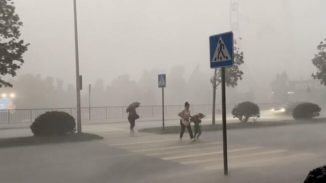 Гроза, ливень и ураганный ветер в Москве