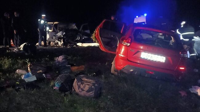 Место ДТП с участием легковых автомобилей в Ряжском районе Рязанской области