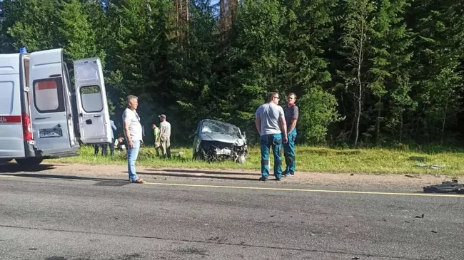 На месте ДТП на 123-м км трассы А-180 Нарва в Кингисеппском районе Ленинградской области