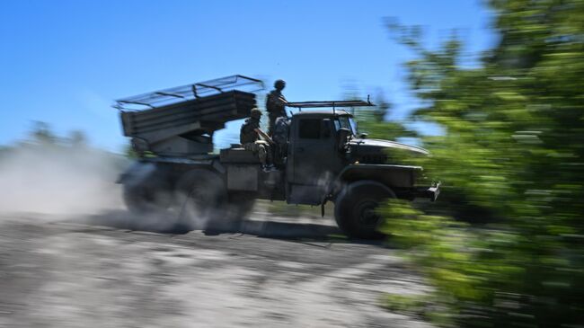 Боевая работа РСЗО Град в зоне СВО