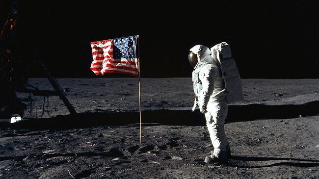 Астронавт Эдвин Олдрин во время миссии Аполлон-11 на Луне