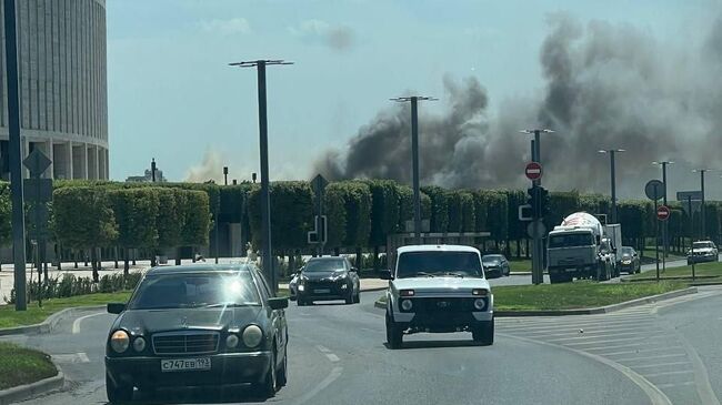 Пожар в парке Галицкого в Краснодаре