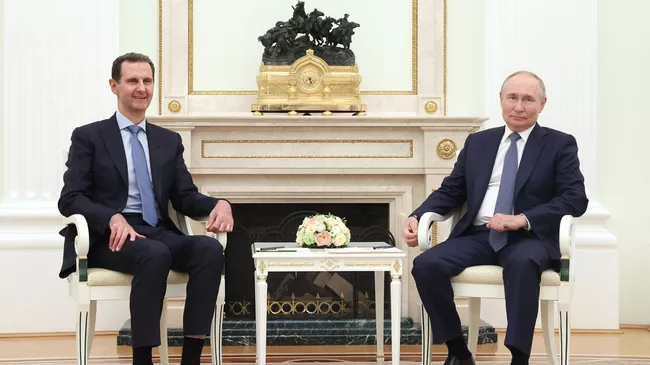 Президент России Владимир Путин и президент Сирии Башар Асад во время встречи