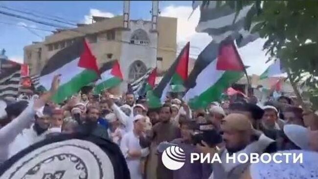 Многотысячные митинги в поддержку Палестины в Пакистане. Кадр видео