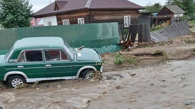 Паводок в поселке Орловский Агинского Бурятского округе  Забайкальского края