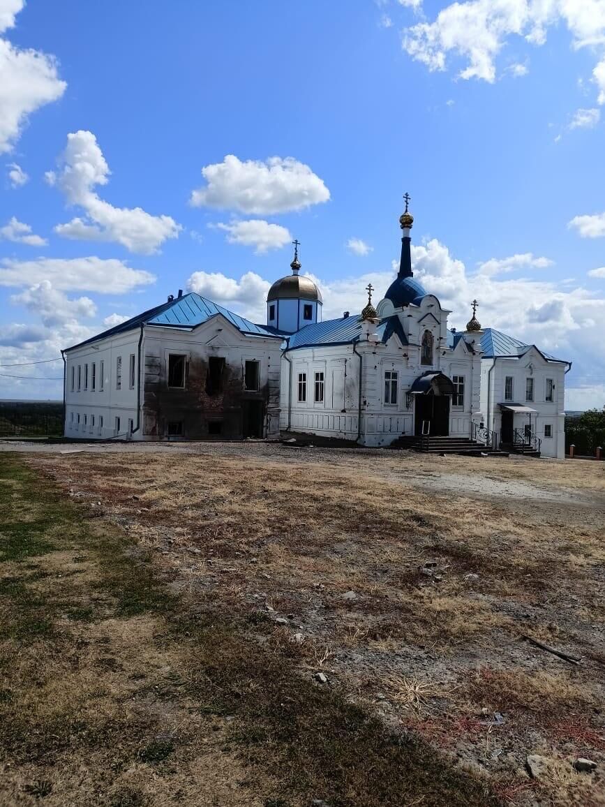 Главный собор мужского монастыря возле города Суджа в Курской области после обстрела ВСУ - РИА Новости, 1920, 08.08.2024