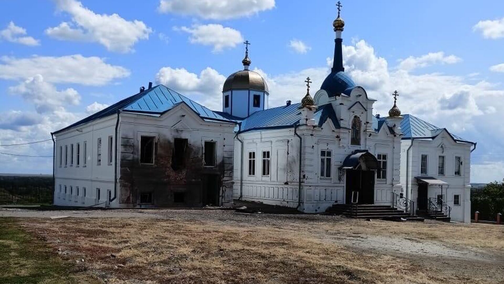 Главный собор мужского монастыря возле города Суджа в Курской области после обстрела ВСУ - РИА Новости, 1920, 08.08.2024