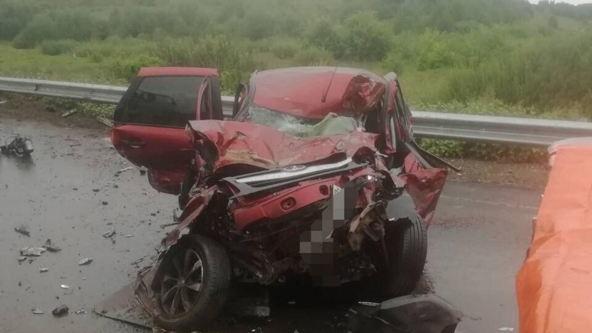 Место ДТП на автодороге М-7 Волга в Лысковском районе Нижегородской области. 9 августа 2024 - РИА Новости, 1920, 09.08.2024