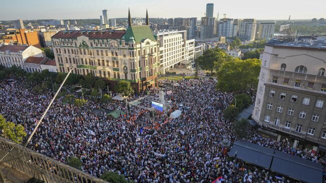 Акция протеста против добычи лития в Белграде, Сербия