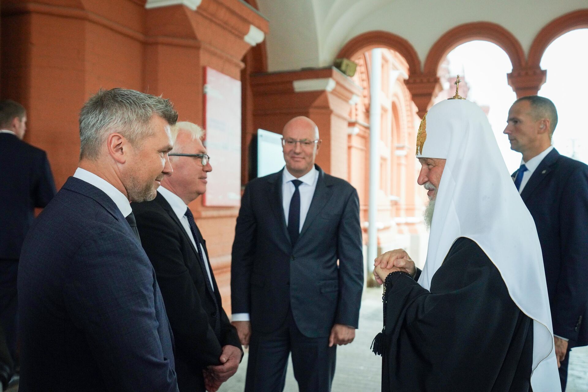 Патриарх Московский и всея Руси Кирилл, зампред председателя правительства РФ Дмитрий Чернышенко, директор ГИМа Алексей Левыкин и первый замминистра культуры РФ Сергей Обрывалин - РИА Новости, 1920, 13.08.2024